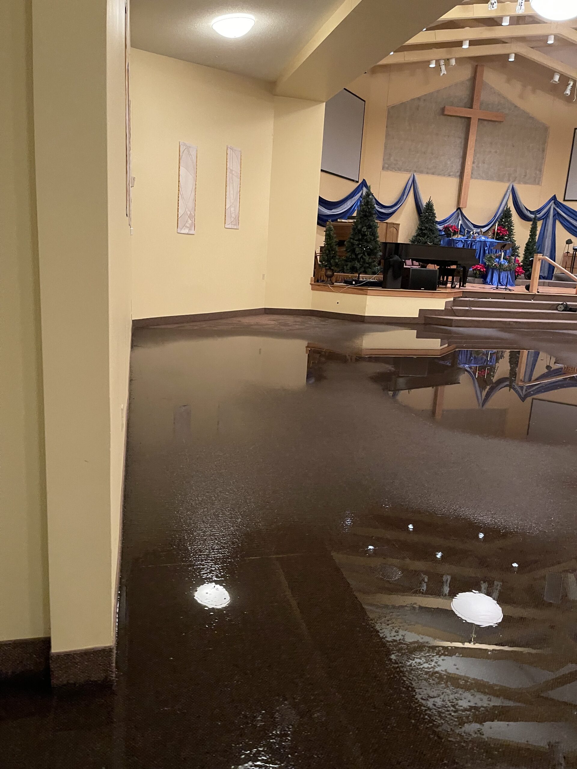 Finished lower level after mitigation and restoration